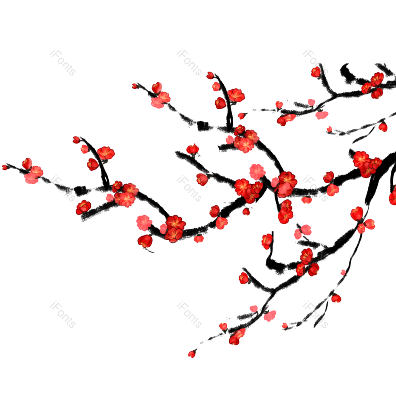 树枝图片,梅花元素,卡通梅花PNG,免抠素材